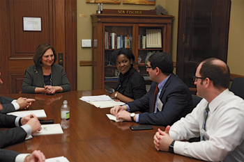 Addressing Sen Deb Fischer R-NE are from left ACP Nebraska Chapter representatives Cherry Onaiwu MD ACP ResidentslashFellow Member Luay Sarsam MD ACP ResidentslashFellow Member and Joel Armitage M