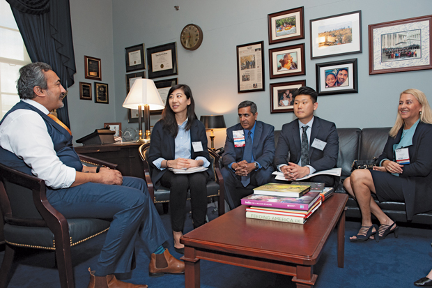 From left Rep Ami Bera MD FACP D-CA meets with ACP ResidentslashFellow Member Stephanie Wang MD California Northern Chapter Gov Raminder Gill MD FACP ACP Medical Student Member Brendan J Kim