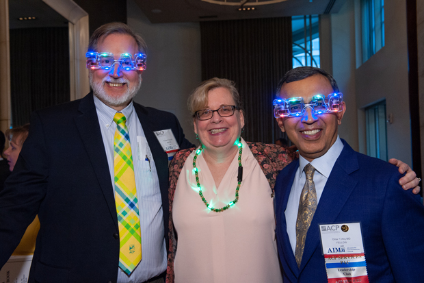 From left Thomas G Tape MD MACP Susan Hingle MD MACP and Omar T Atiq MD FACP show their enthusiasm for advocacy in 2018 Photo by James Tkatch